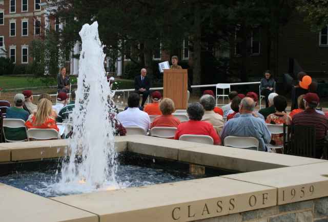 The dedication of the Graduate Life Center Plaza and fountain The dedication of the Graduate Life Center Plaza and fountain